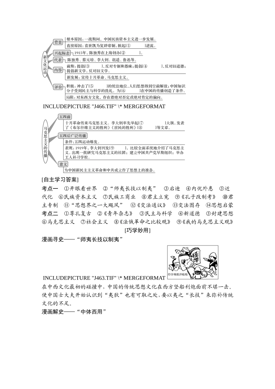 2018年高考历史（人教版）一轮复习精品讲练：第十四单元 第35讲　近代中国的思想解放潮流.doc_第3页