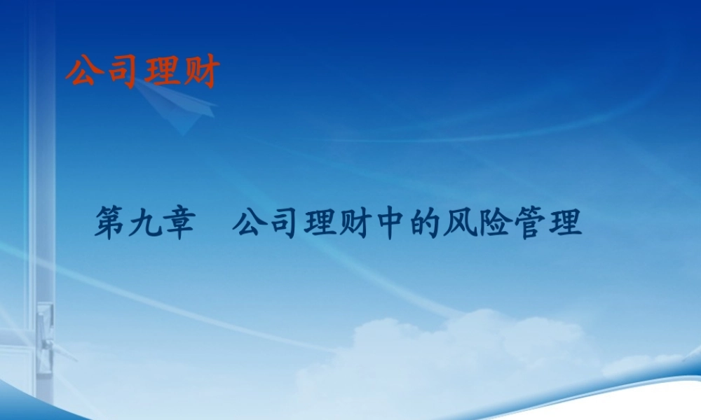 第09章公司理财中的风险管理.ppt