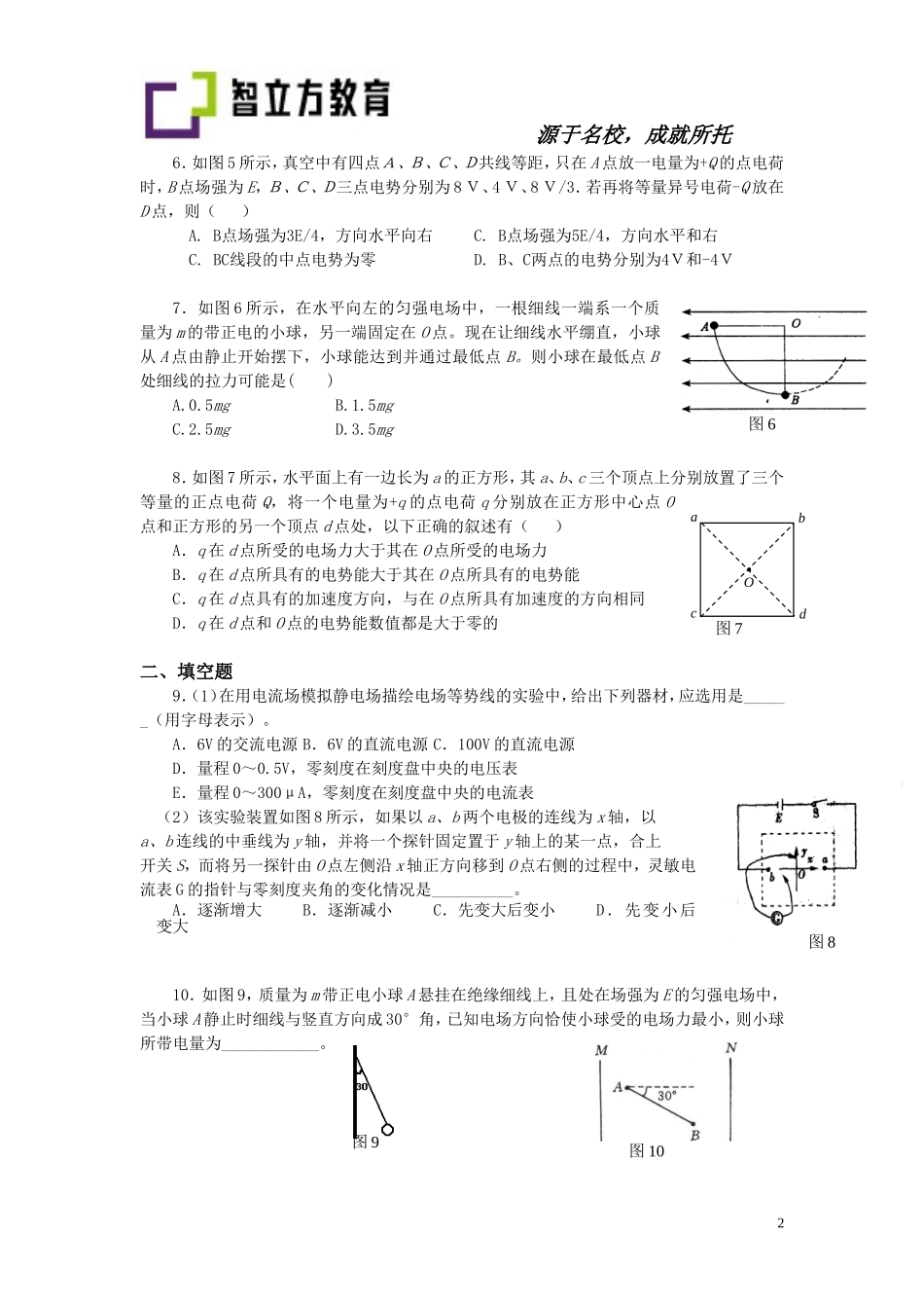 8.5电场单元复习配套练习AB卷.doc_第2页