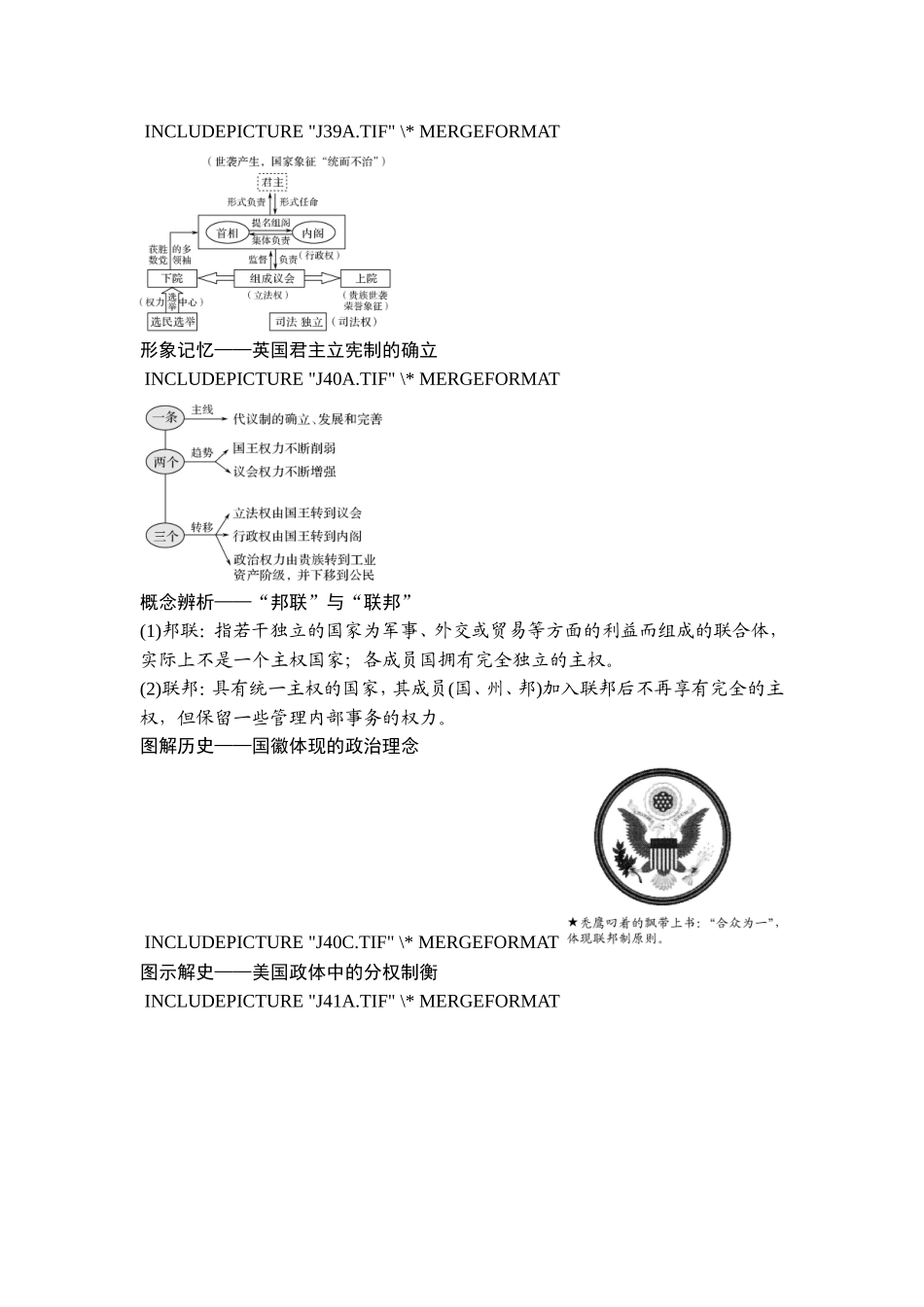 2018年高考历史（人教版）一轮复习精品讲练：第二单元 第5讲　英国君主立宪制的确立和美国联邦政府的建立.doc_第3页