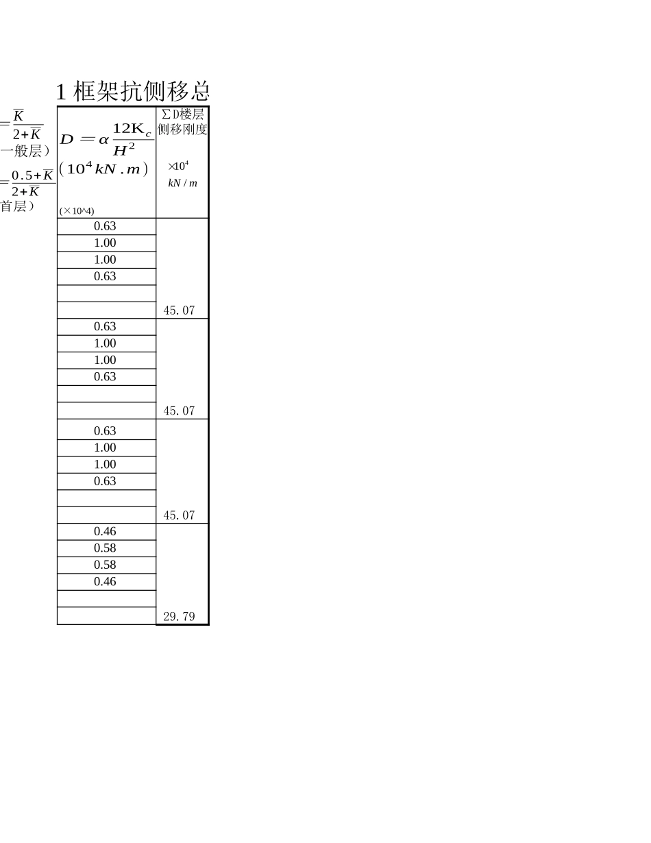 框架抗侧移总刚度计算表.xls_第2页