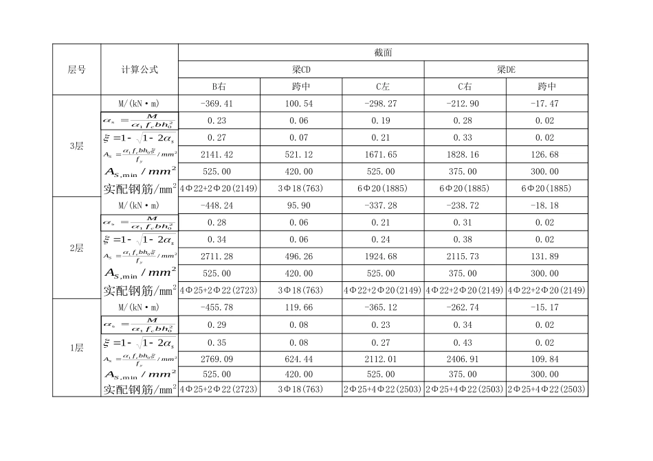 横梁正截面配筋计算8-4.xls_第2页
