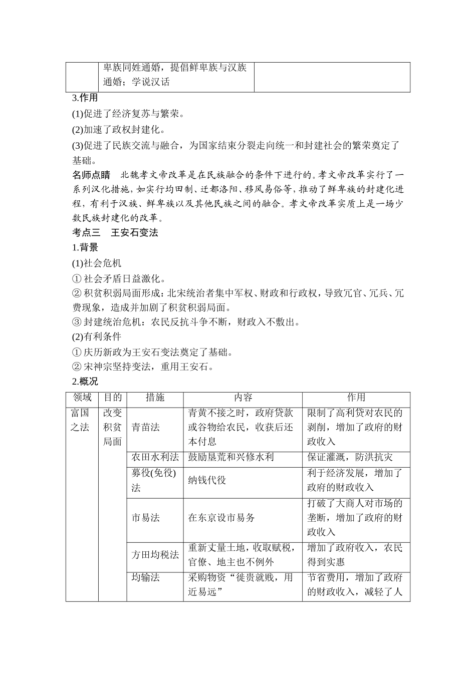 2018年高考历史（人教版）一轮复习精品讲练：选考一 历史上重大改革回眸 第1讲　基础过关课.doc_第3页