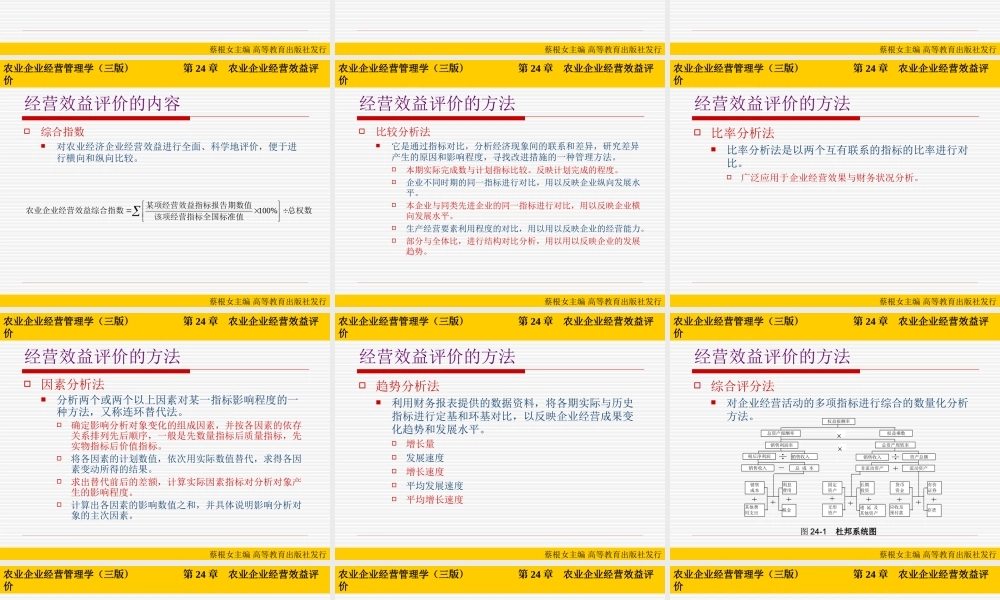 第24章 农业企业经营效益评价.ppt