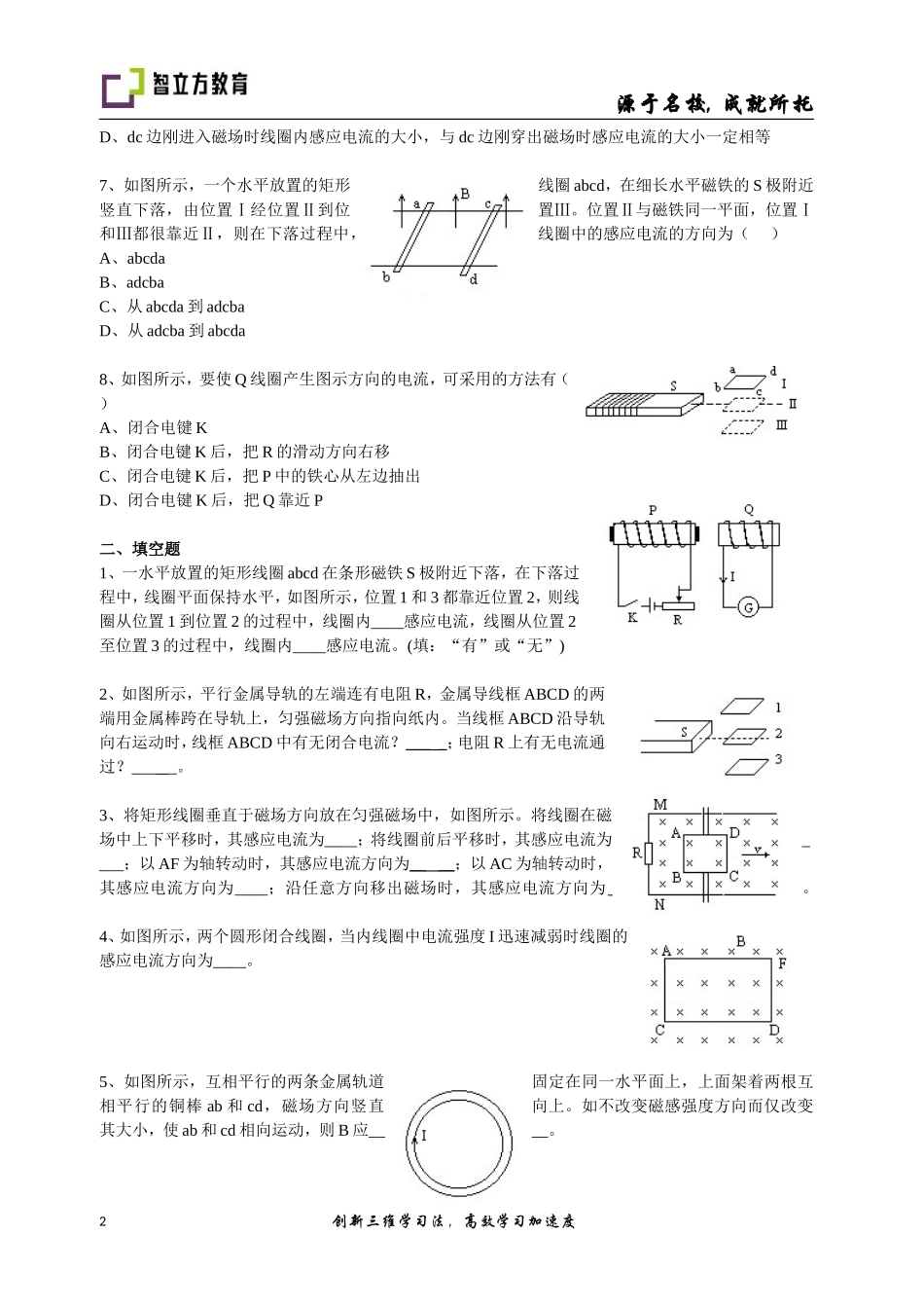 10.3-电磁感应现象、右手定则、楞次定律-配套训练AB卷-(姜超超）.doc_第2页