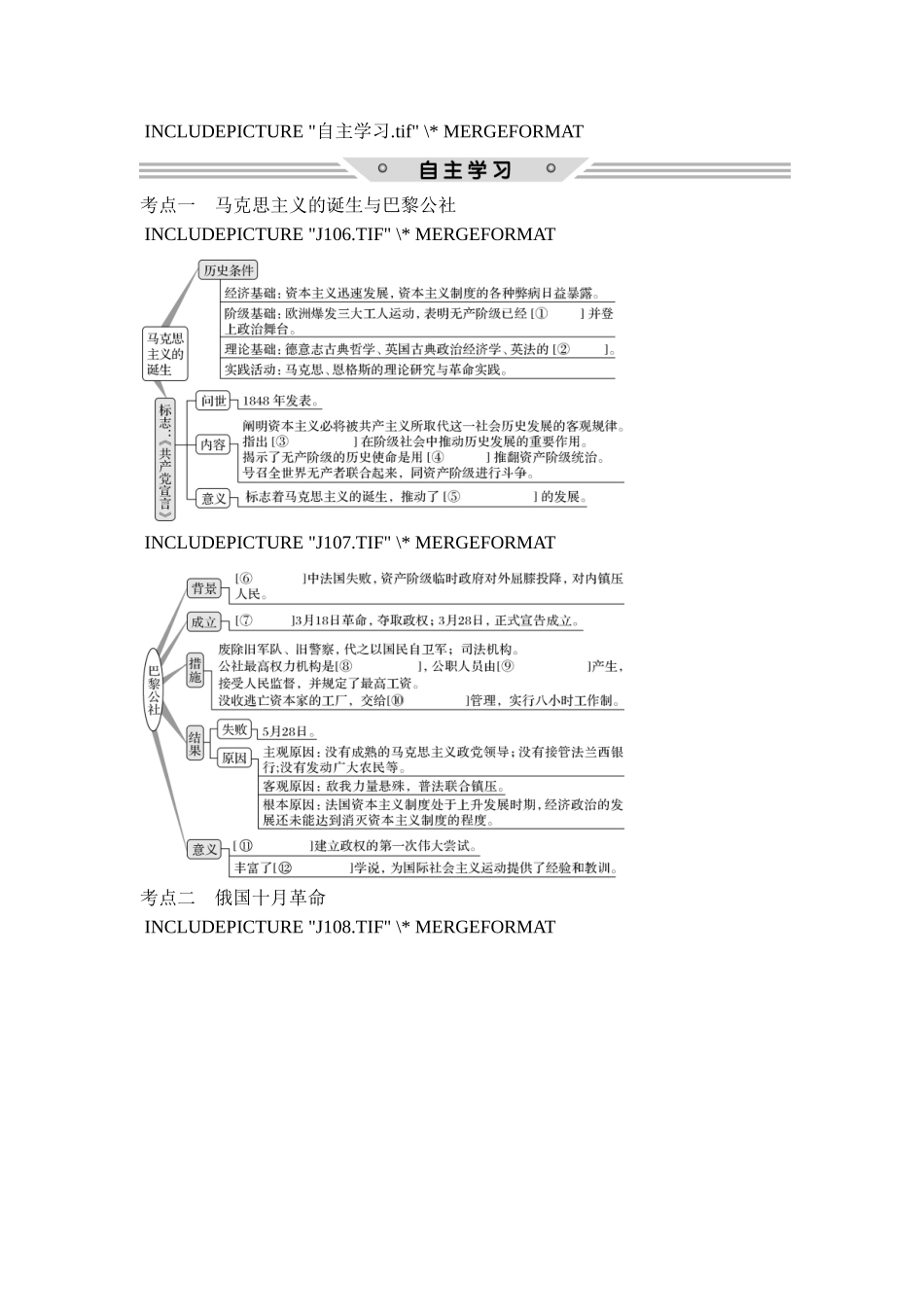 2018年高考历史（人教版）一轮复习精品讲练：第四单元 第11讲　马克思主义的诞生、巴黎公社和俄国十月革命.doc_第2页