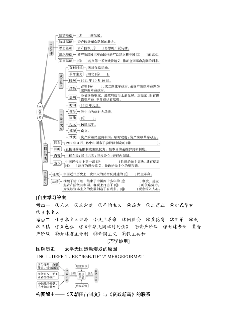 2018年高考历史（人教版）一轮复习精品讲练：第三单元 第8讲　太平天国运动与辛亥革命.doc_第2页