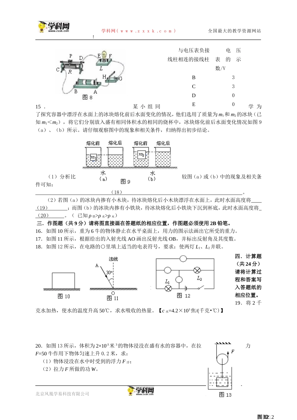 上海市奉贤区2016届九年级4月调研测试（二模）物理试题（含解析）.doc_第3页