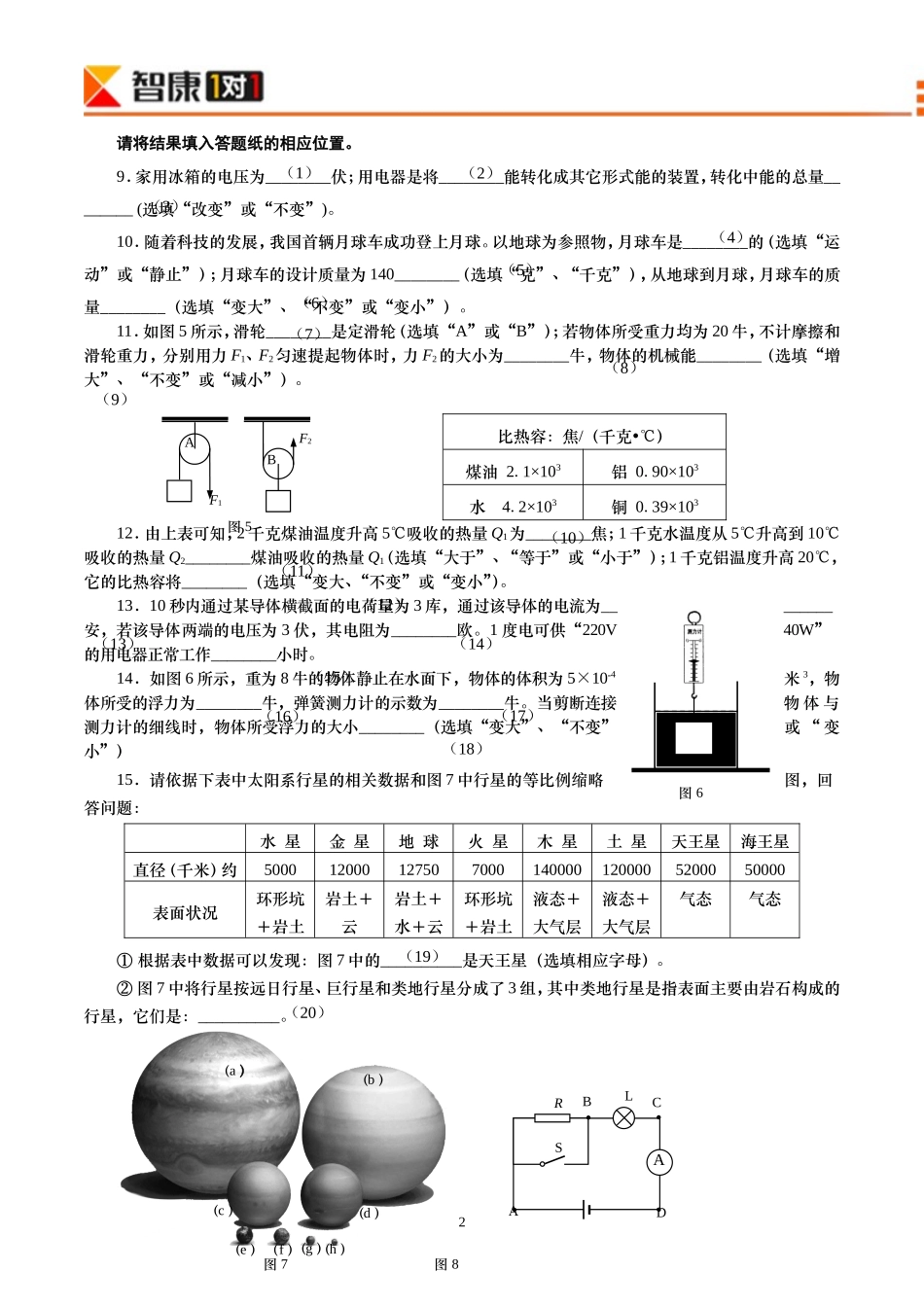 上海市虹口区2014年初三物理二模试卷含答案.doc_第2页