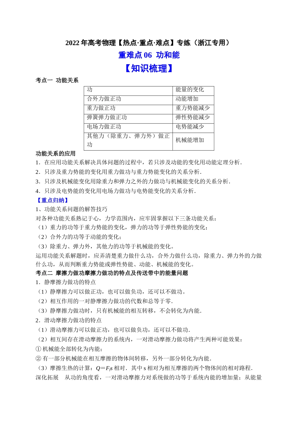 重难点06 功和能（学生版）2022年高考物理【热点·重点·难点】专练（全国通用）.doc_第1页