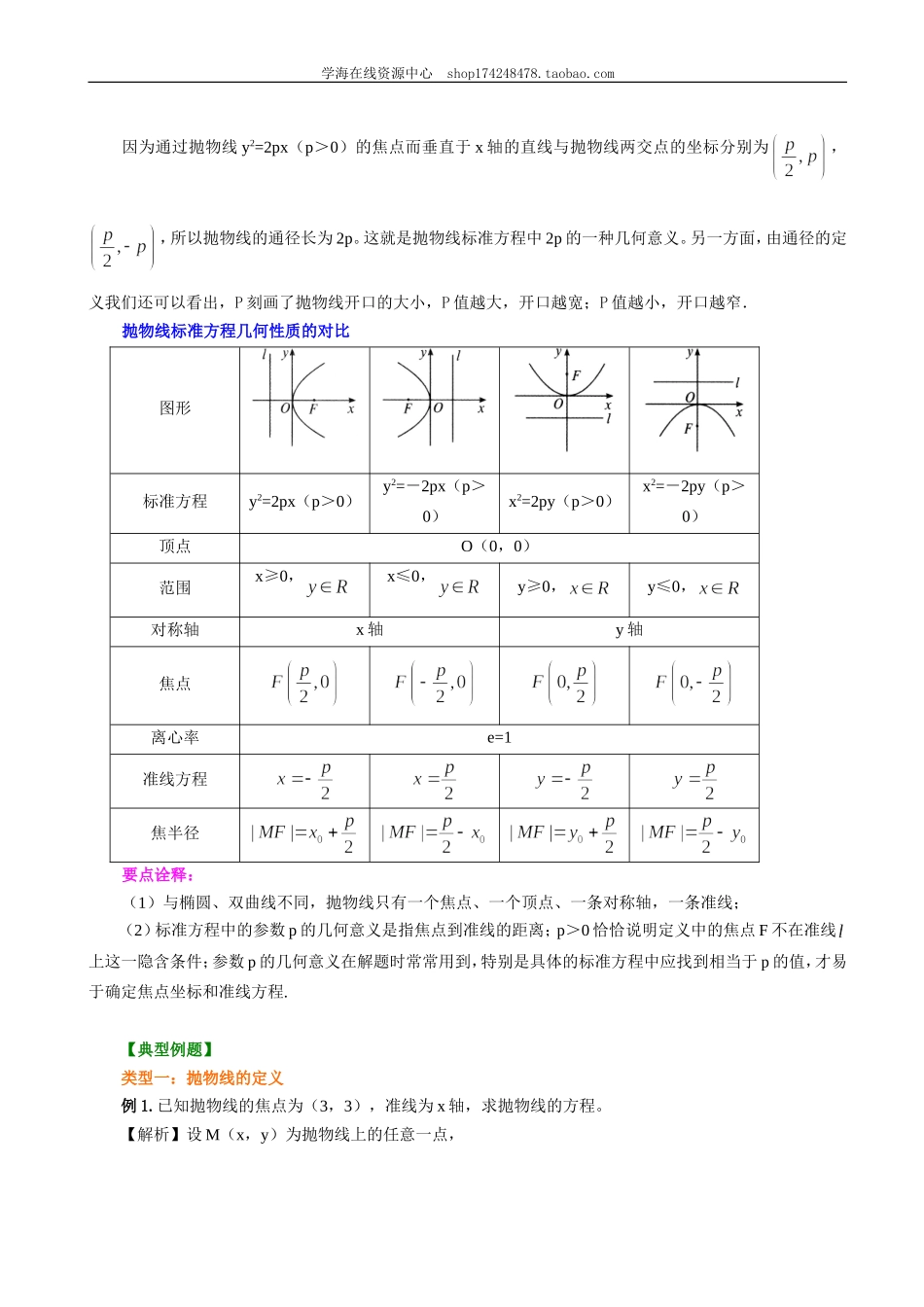 知识讲解_抛物线的方程与性质_基础.doc_第3页