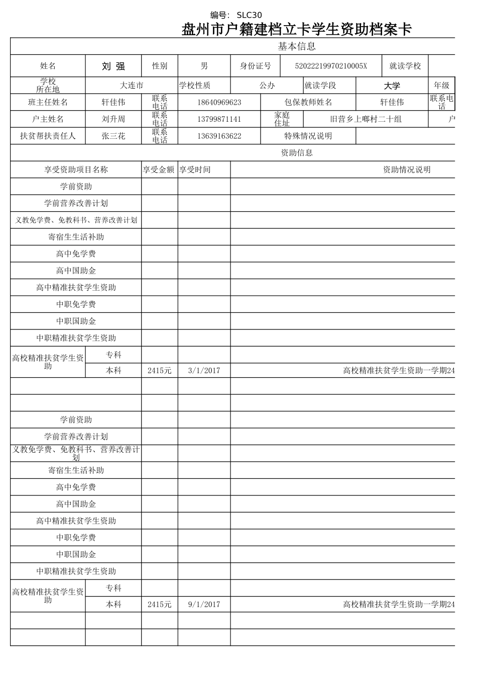 (孔俊）1108盘州市建档立卡资助档案卡.xlsx_第2页