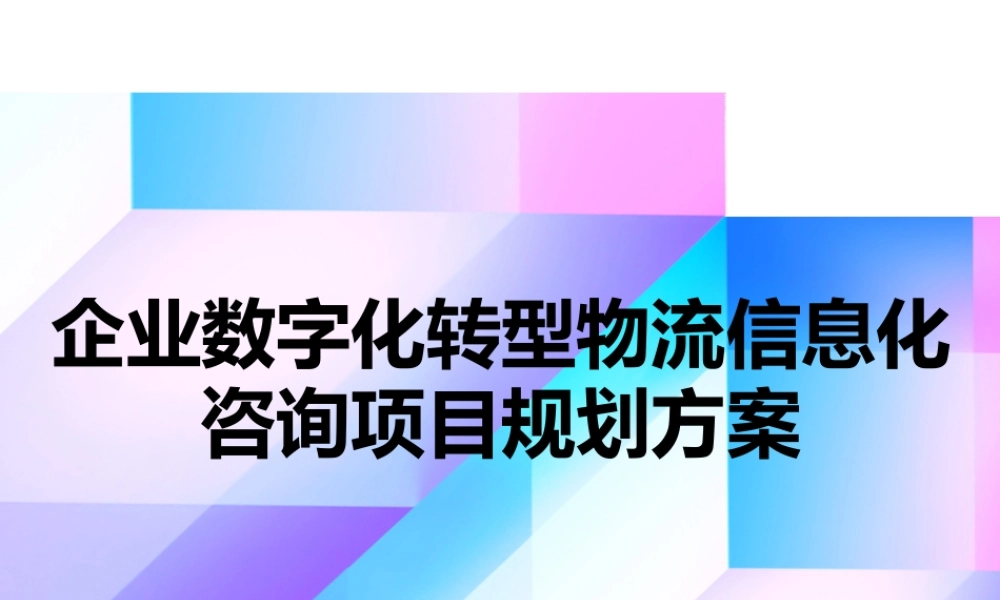 企业数字化转型物流信息化咨询项目规划方案.pptx