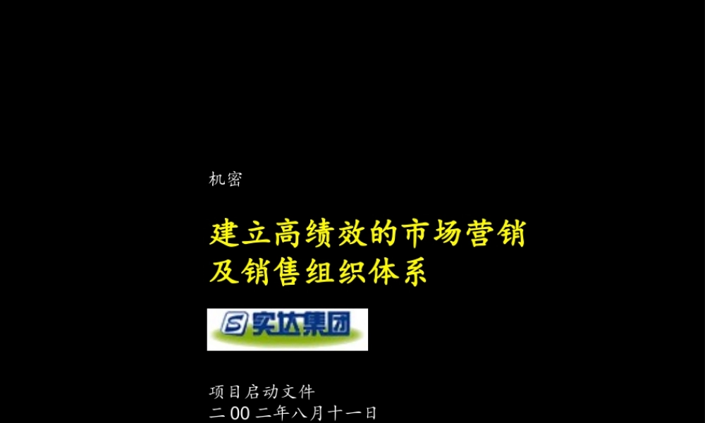 实达建立高绩效的市场营销及销售组织体系项目启动文件(1).ppt