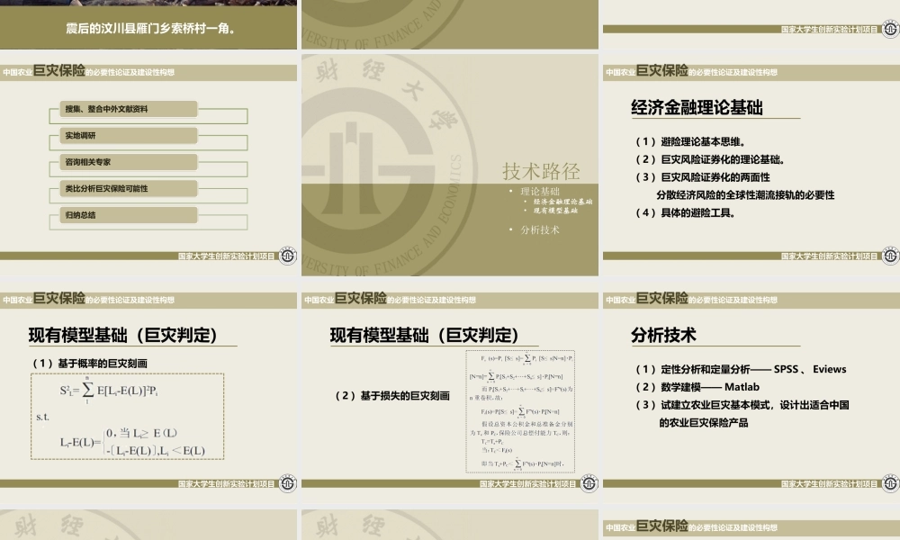 中国农业巨灾保险的必要性论证及建设性构想 @曹将PPTao @华盛顿推倒樱桃树.ppt