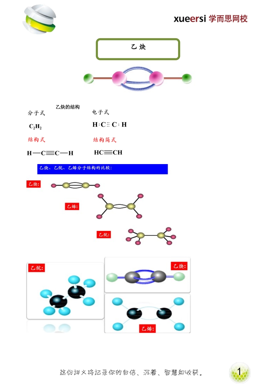 乙炔（选修5预习）.doc_第1页
