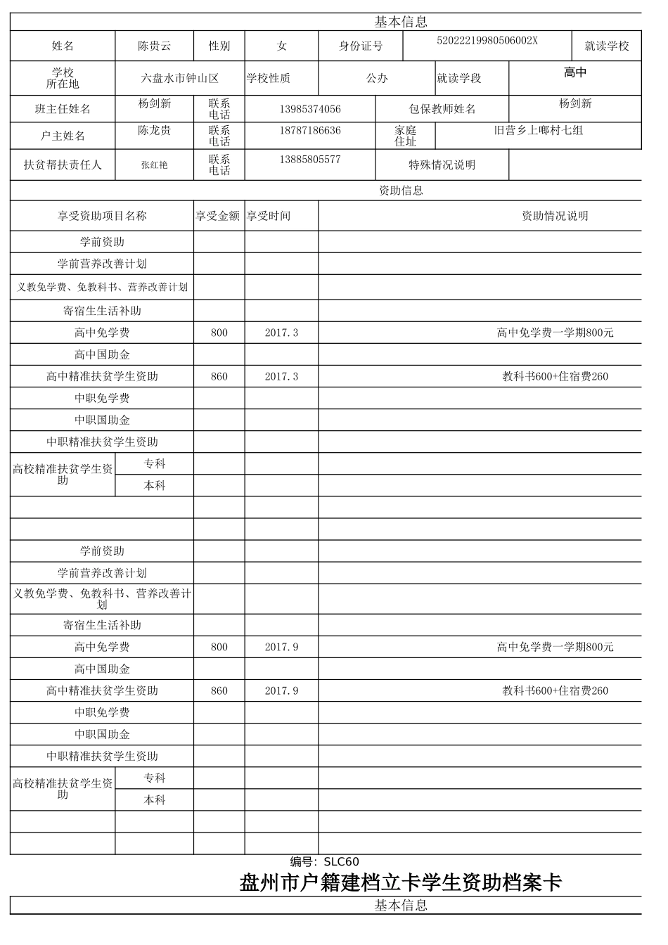 （李俊威）1108盘州市建档立卡资助档案卡.xlsx_第3页
