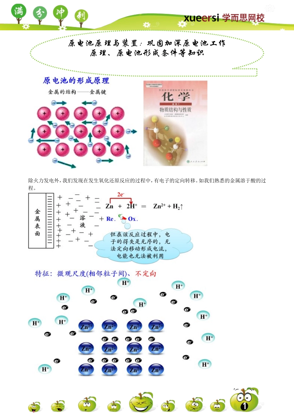 原电池原理与装置：巩固加深原电池工作原理、原电池形成条件等知识.doc_第1页