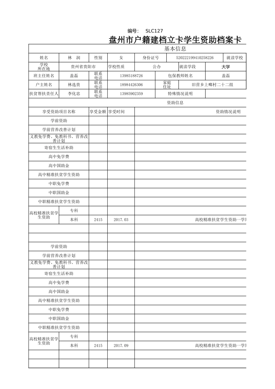 （许天荣）1108盘州市建档立卡资助档案卡.xlsx_第1页
