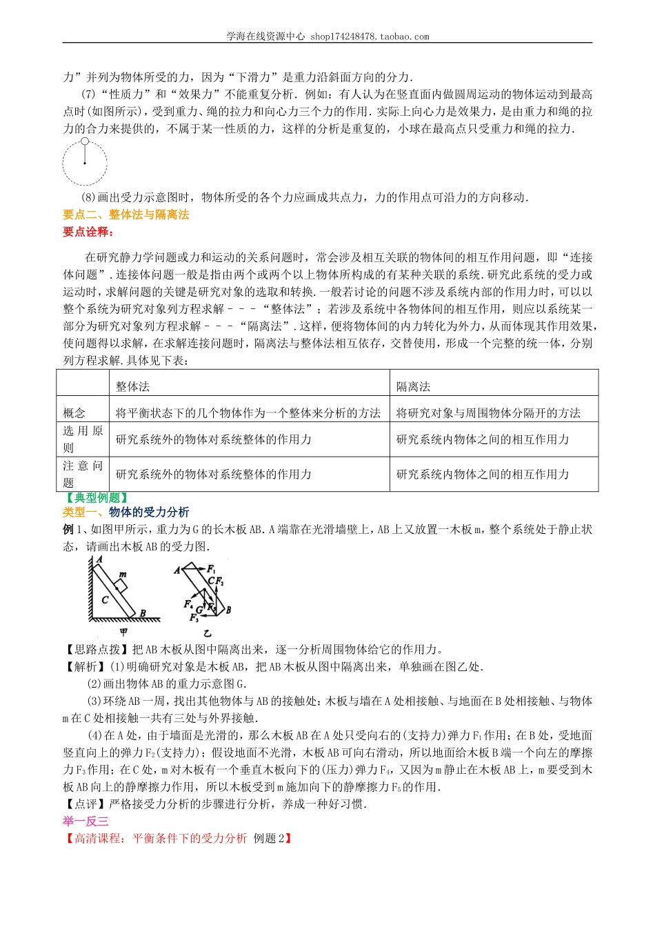 知识讲解 平衡条件下的受力分析 （基础）(1).doc_第2页