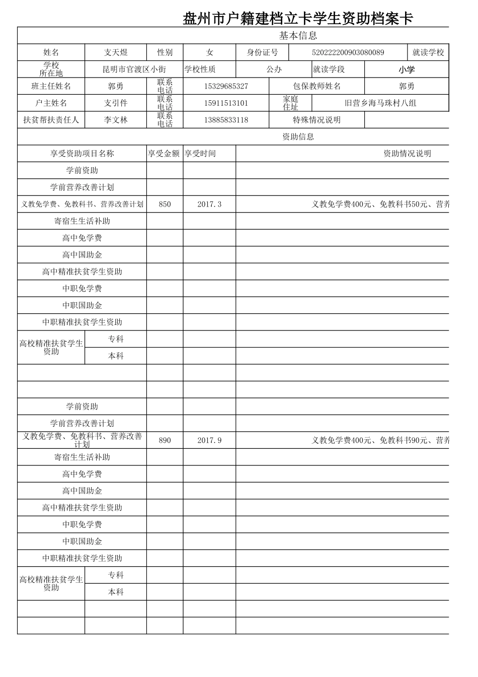 （张智珍）1108盘州市建档立卡资助档案卡.xlsx_第2页