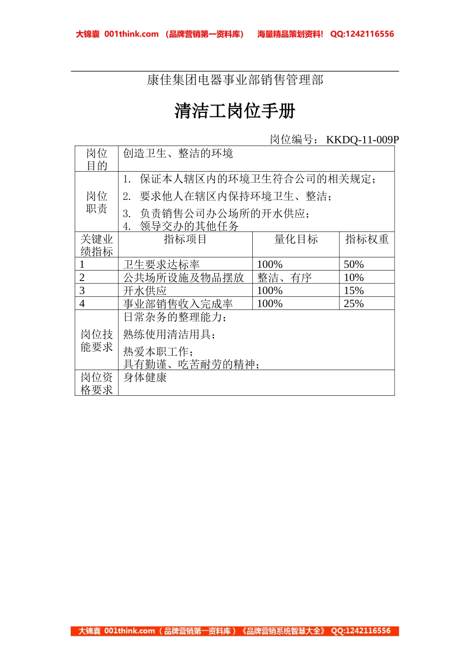 清洁工岗位手册(1).doc_第1页
