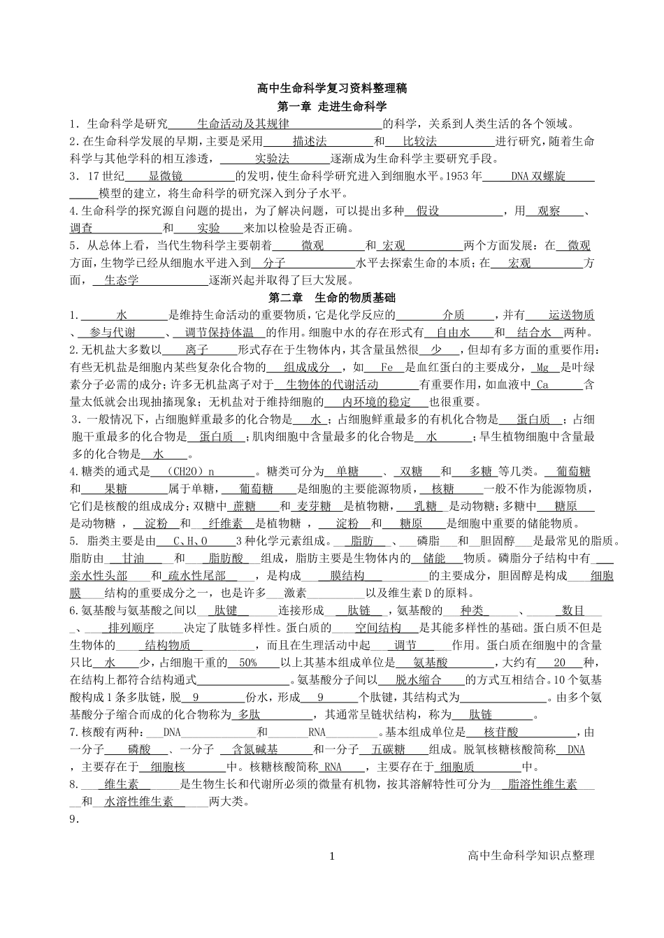 生物_高中生命科学资料_侧重记忆_28页(1).doc_第1页