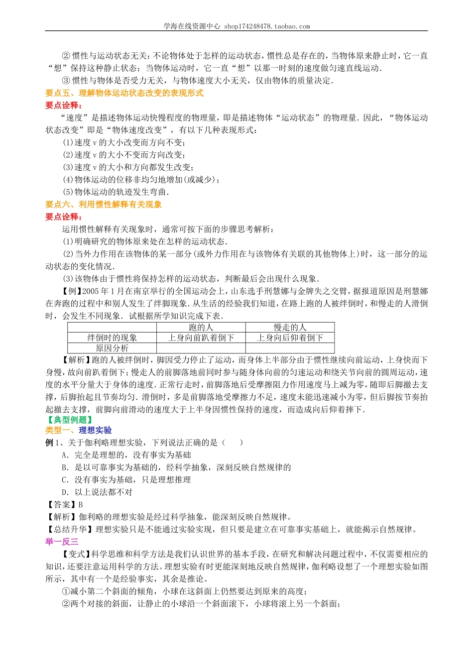 知识讲解 牛顿第一定律(1).doc_第3页