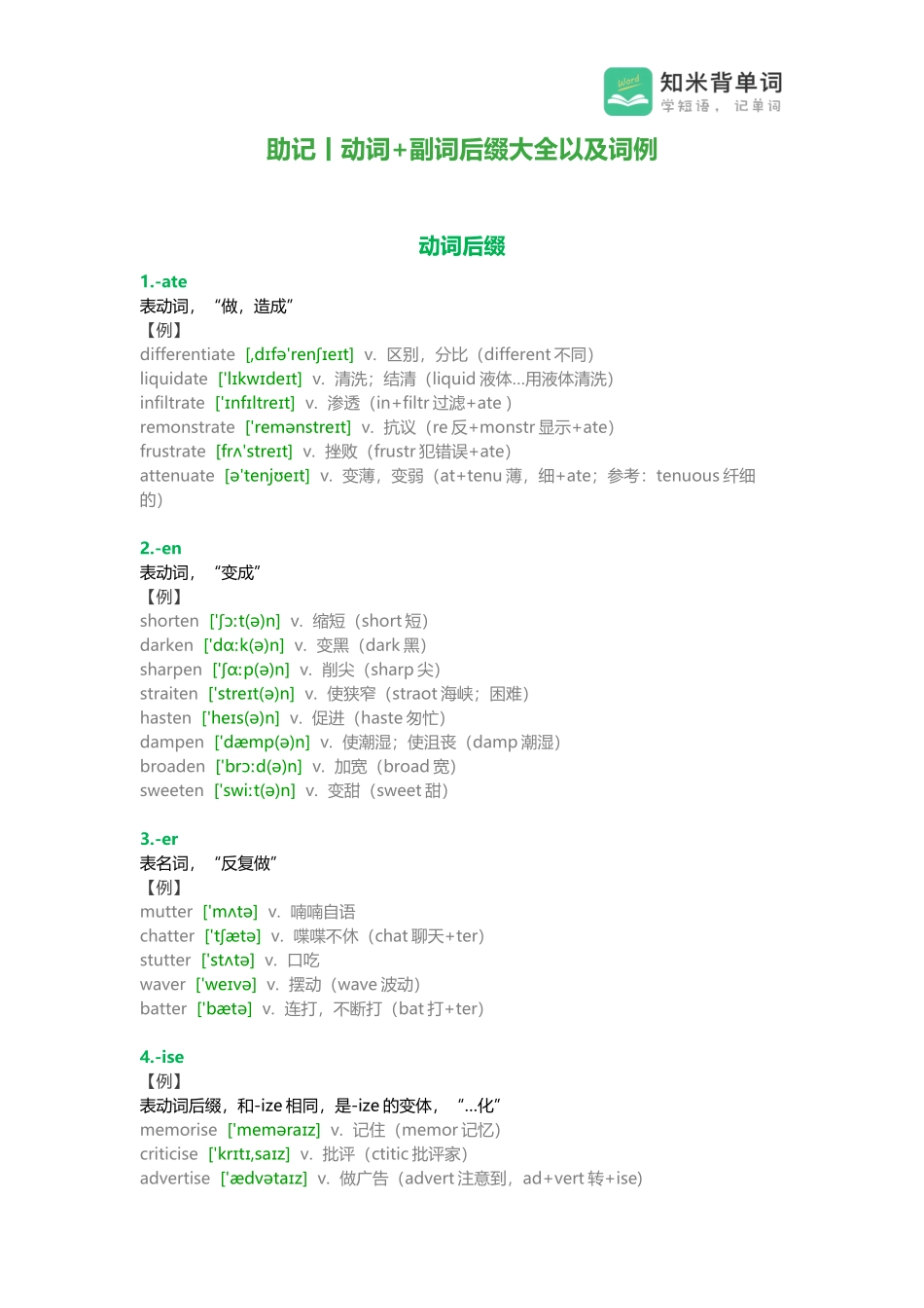 助记丨动词+副词后缀大全以及词例.docx_第1页