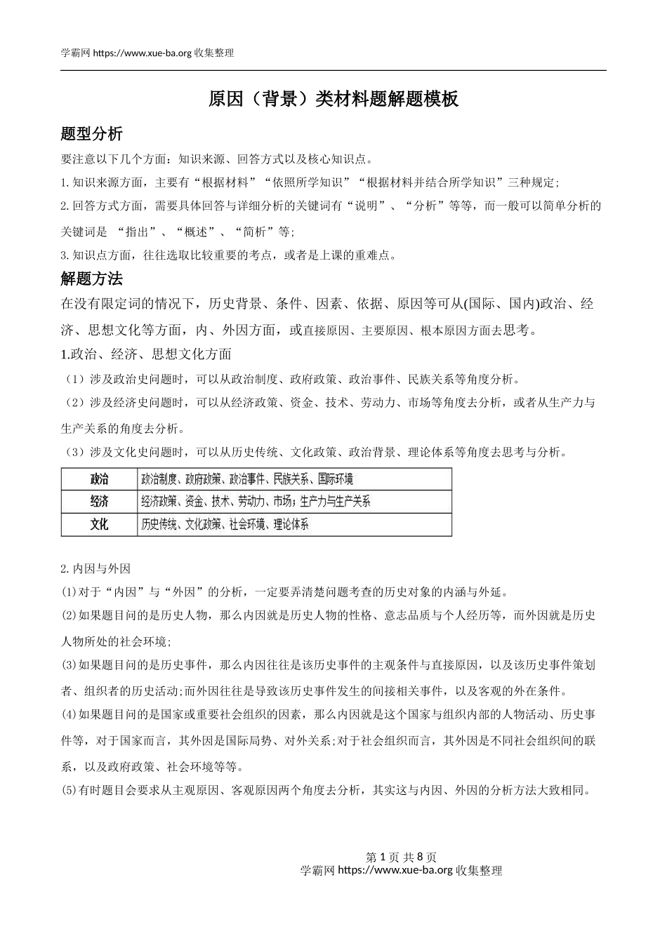 专题06原因类材料题解题模板(原卷版）.doc_第1页