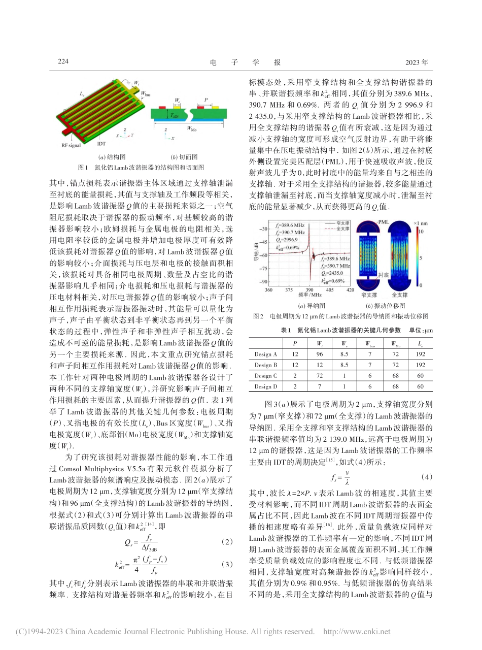 氮化铝Lamb波谐振器的能量损耗分析研究_赵继聪.pdf_第3页