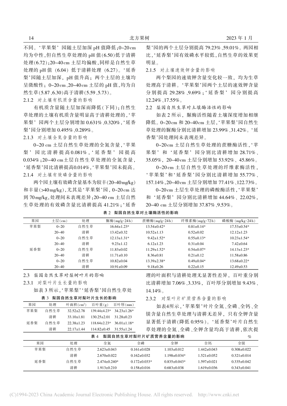 自然生草对梨园土壤性状、叶片和果实品质的影响_高君.pdf_第3页