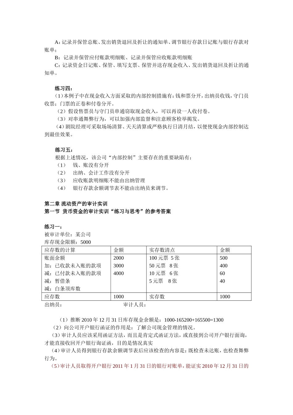 40048-00+审计实训（第四版）+参考答案（新）.doc_第2页