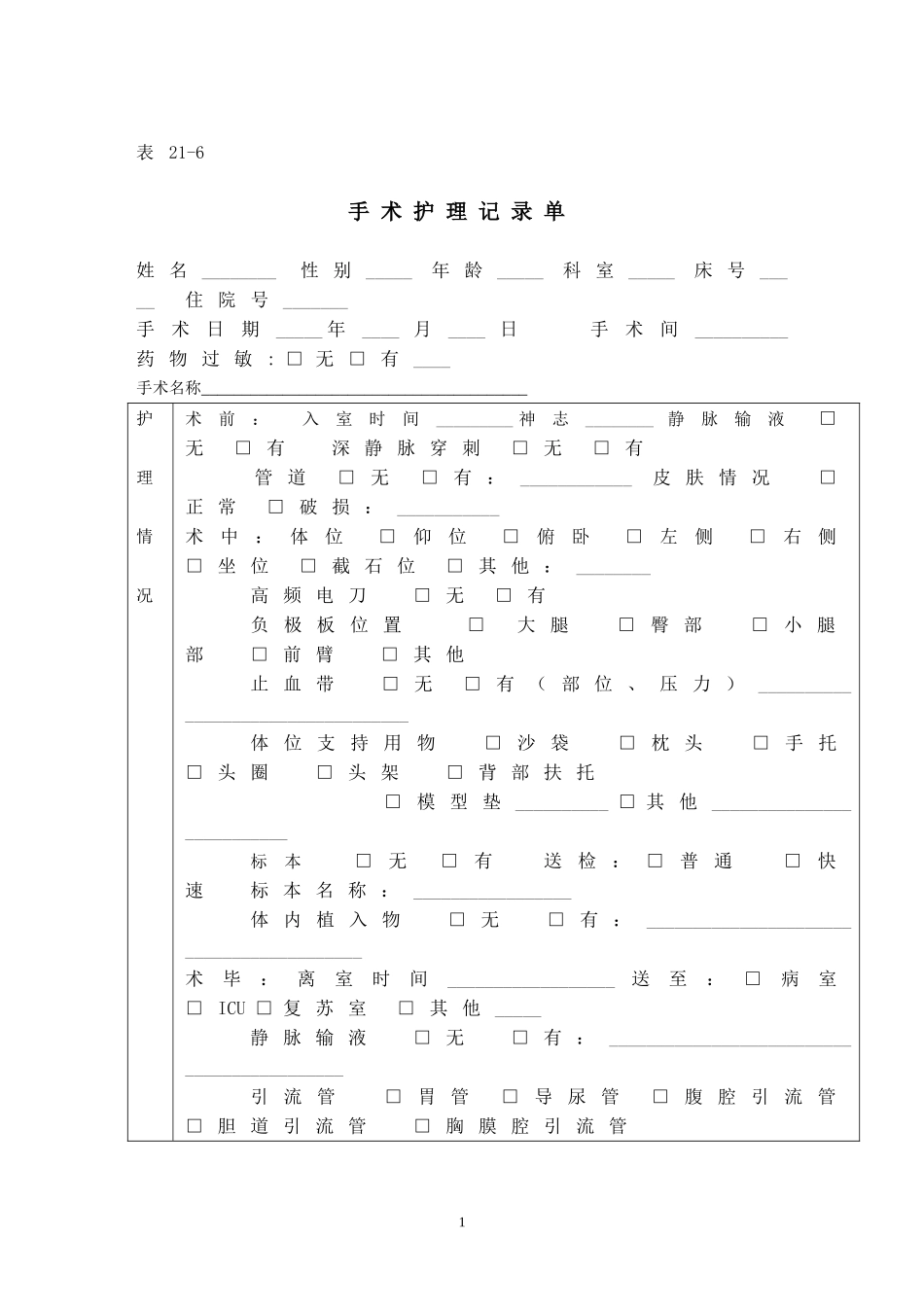 表21-6手术护理记录单.doc_第1页