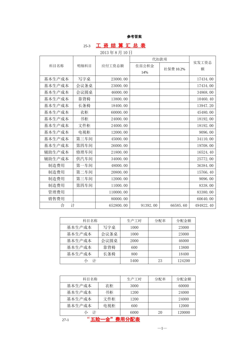 成本会计实训答案.doc_第1页