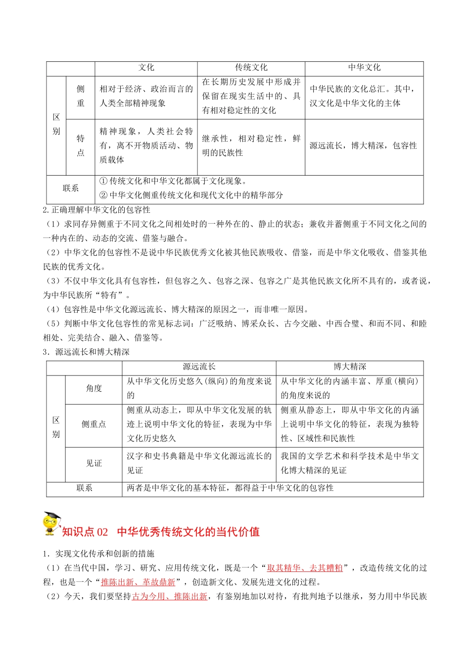 7.2正确认识中华传统文化（教师版）-高二政治同步精品讲义（统编版必修4）.docx_第2页