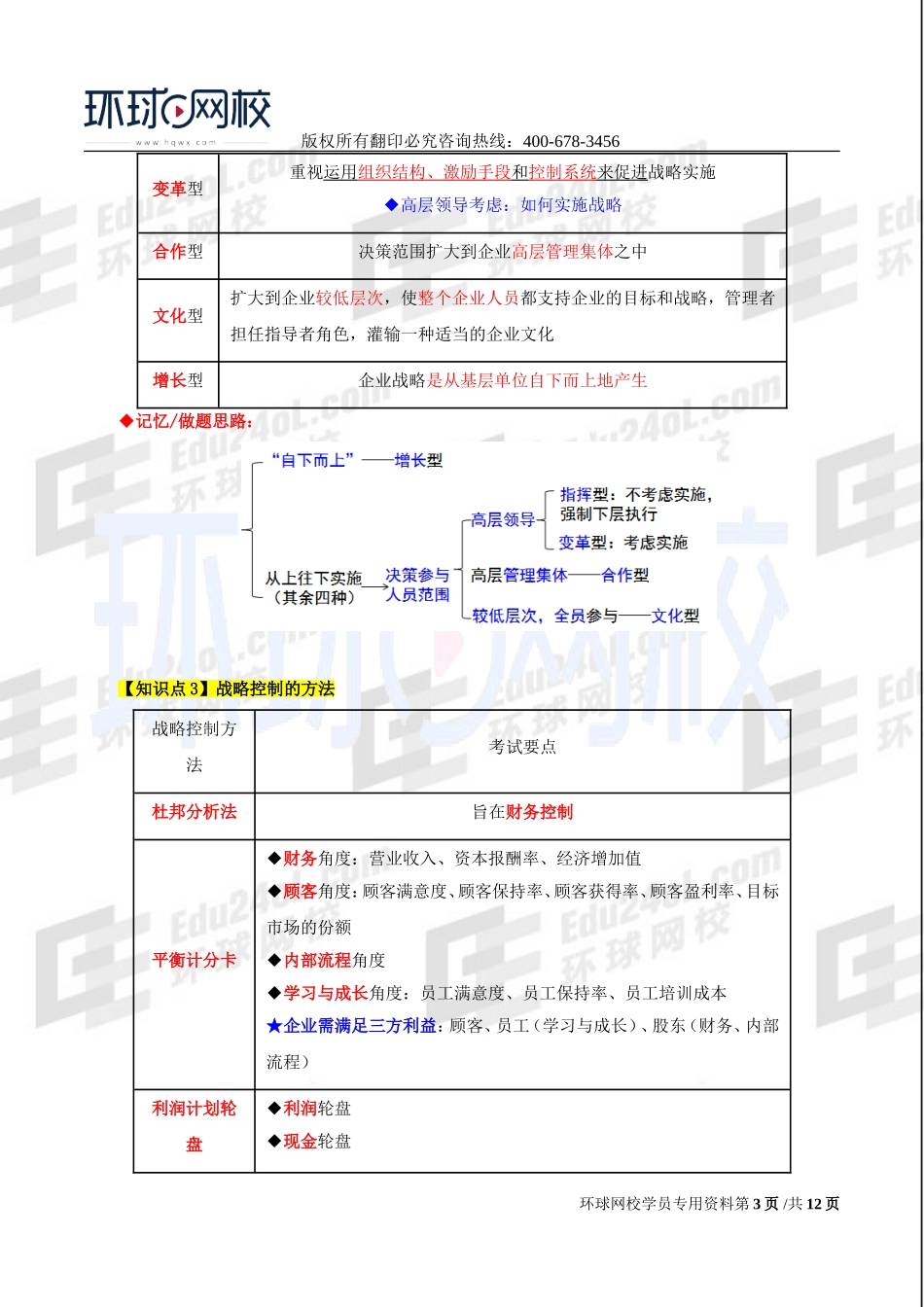 2017中级经济师-工商-考点强化班【李争】-01、第1章企业战略与经营决策（1）.doc_第3页