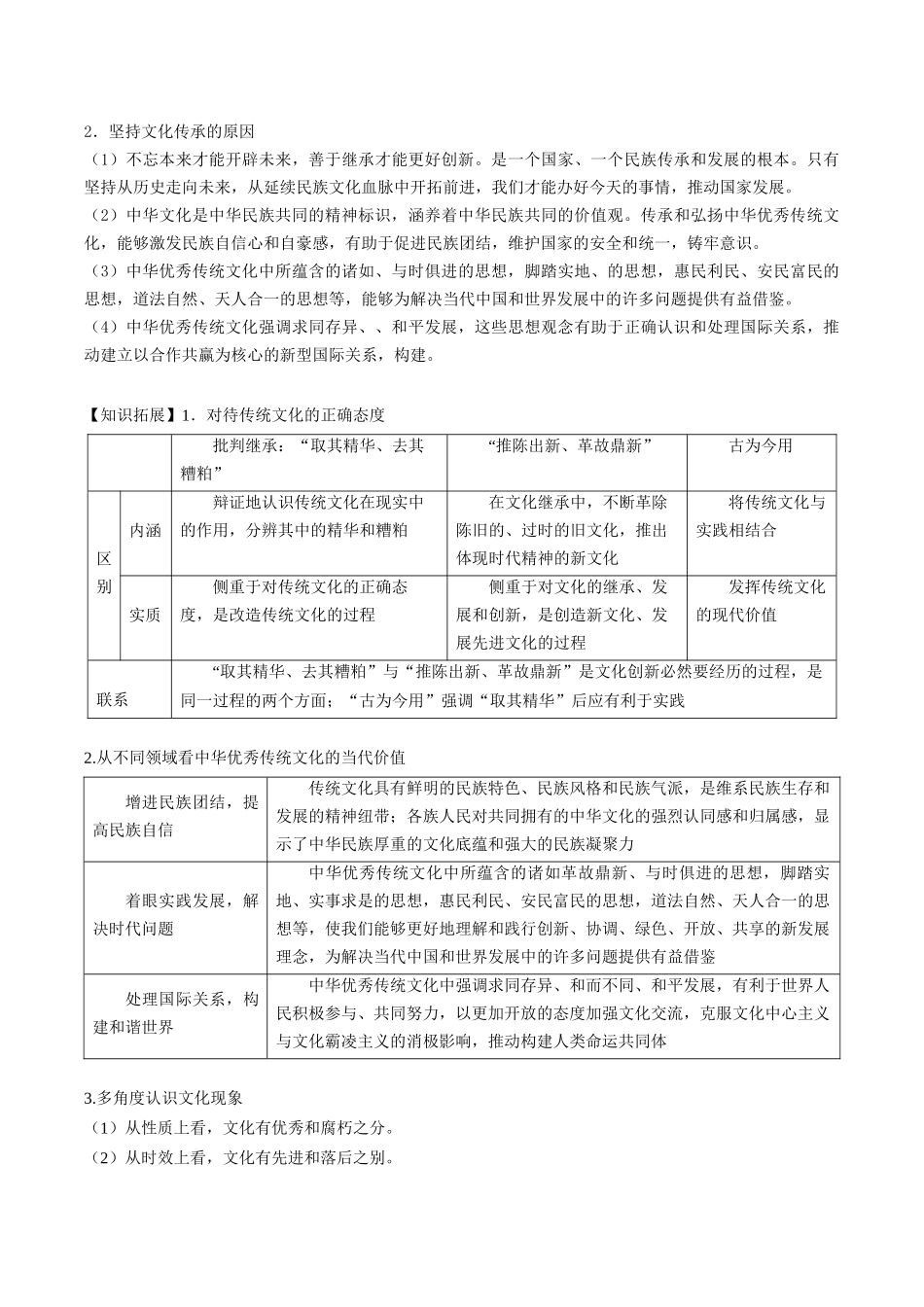 7.2正确认识中华传统文化（学生版）-高二政治同步精品讲义（统编版必修4）.docx_第3页