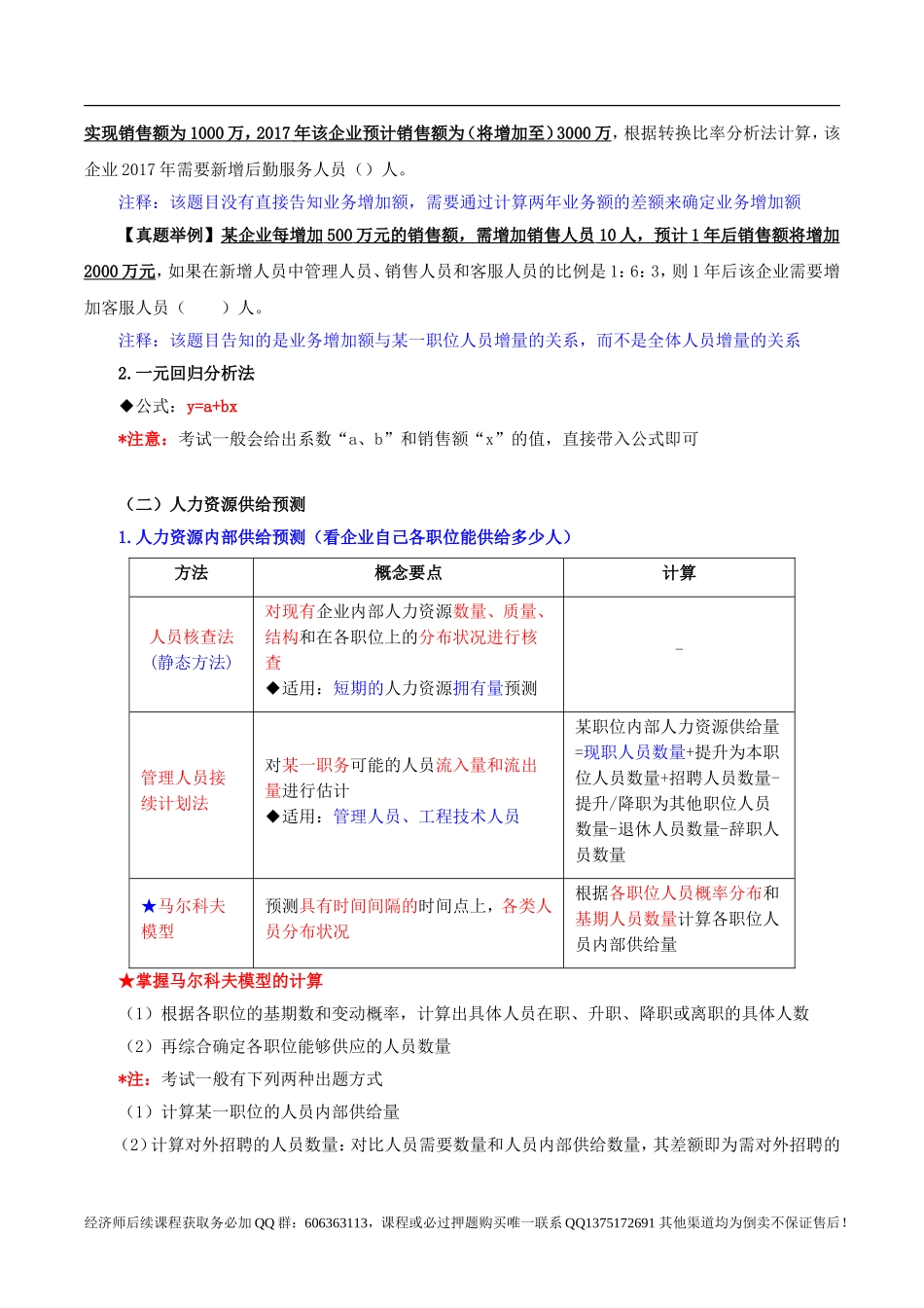 2017中级经济师-工商-考点强化班【李争】-09、第7章人力资源规划与薪酬管理1-2节.doc_第3页