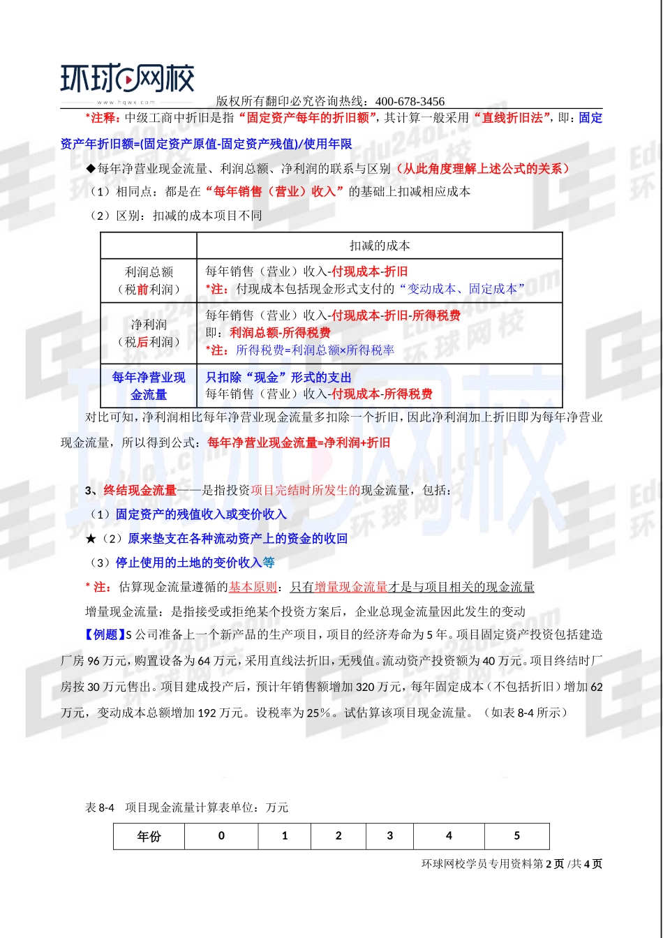 2017中级经济师-工商-精讲班【李争】-48、第八章企业投融资决策及重组-第三节投资决策（一）.doc_第2页