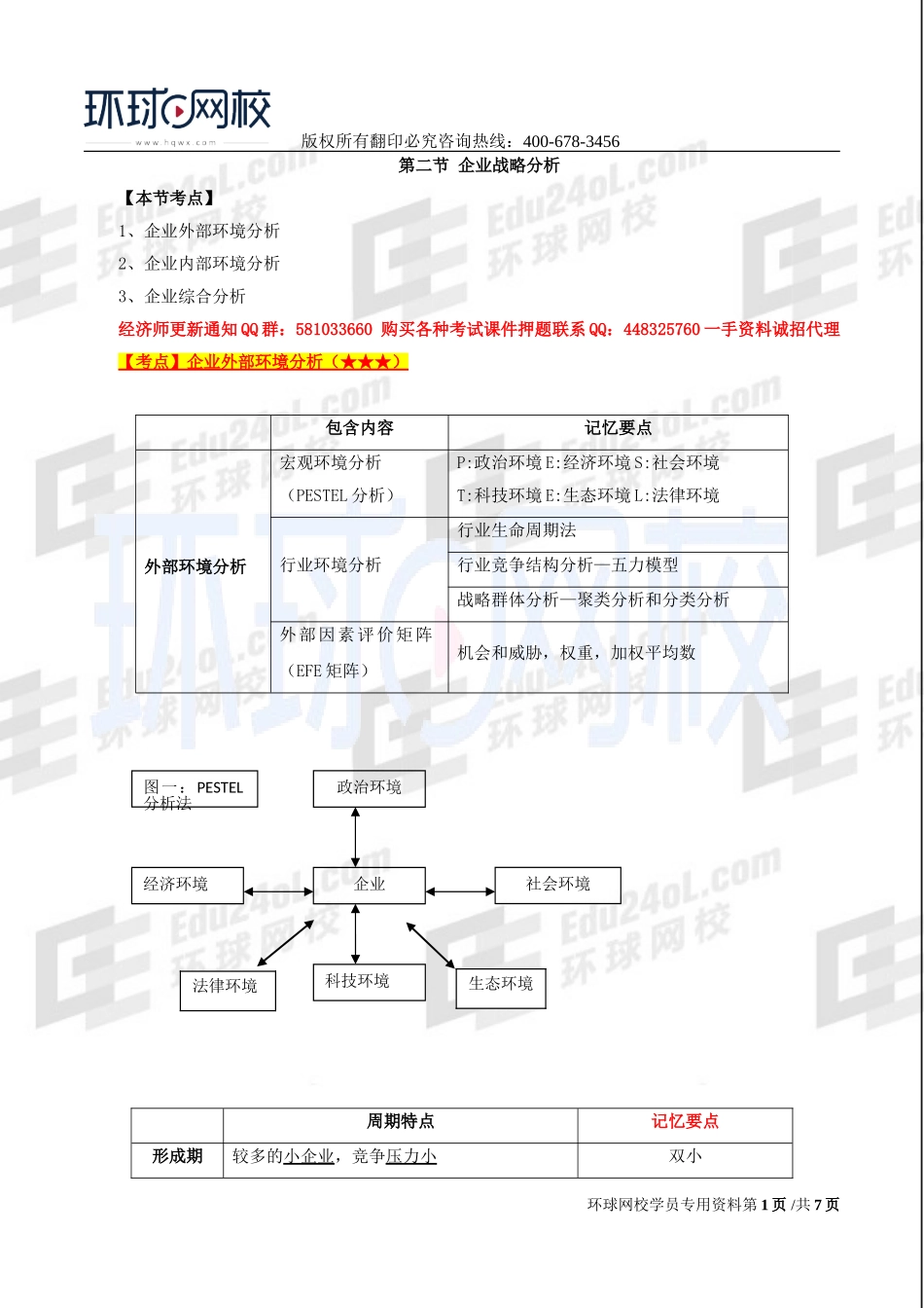 2017中级经济师-工商-考点强化班【孙晶晶】-02、第1章企业战略与经营决策（二）.doc_第1页