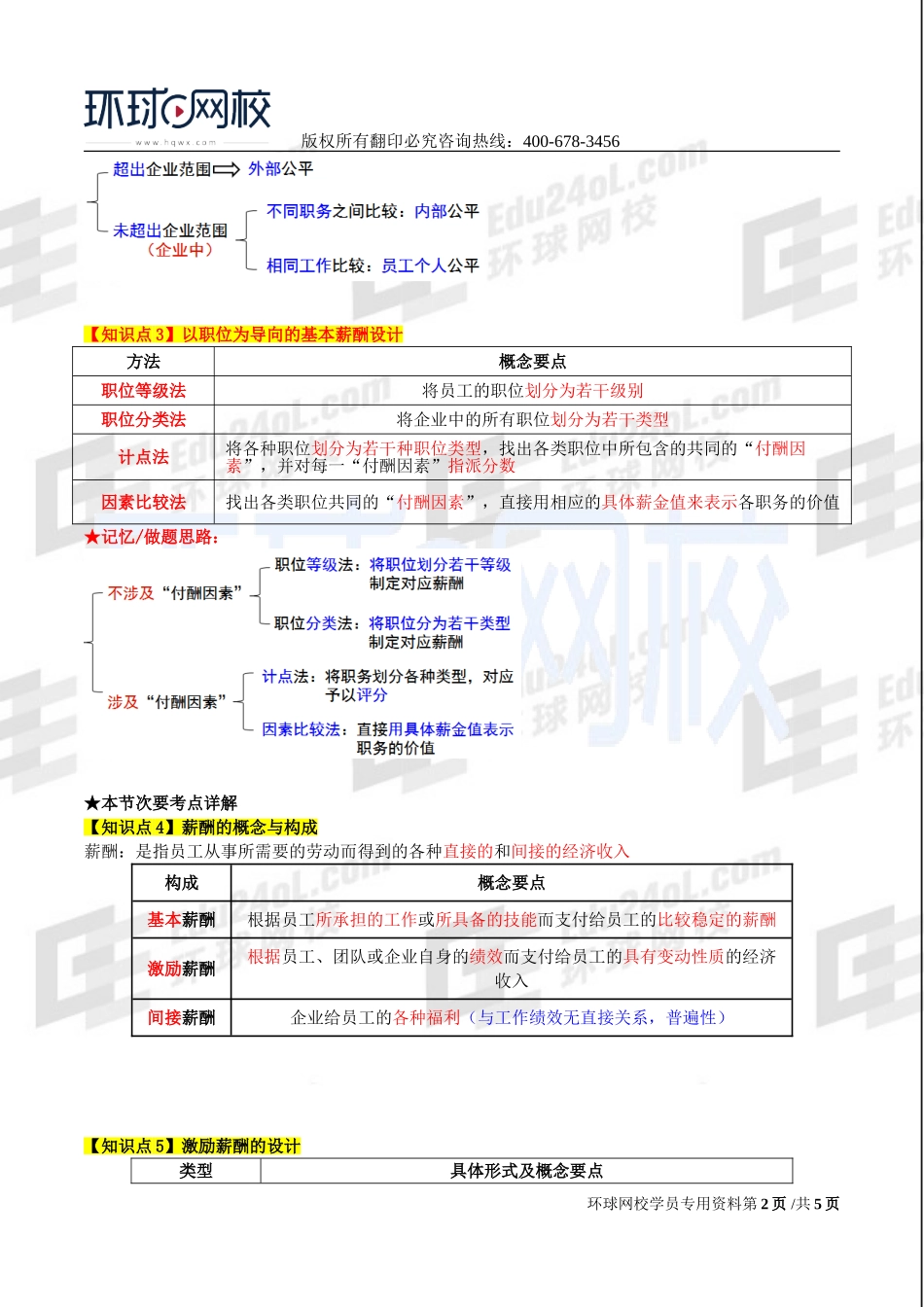 2017中级经济师-工商-考点强化班【李争】-10、第7章人力资源规划与薪酬管理（2）.doc_第2页