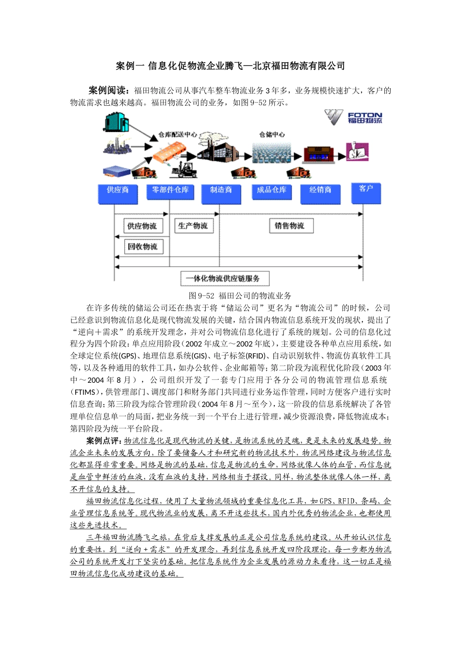 5案例一 信息化促物流企业腾飞—北京福田物流有限公司.doc_第1页