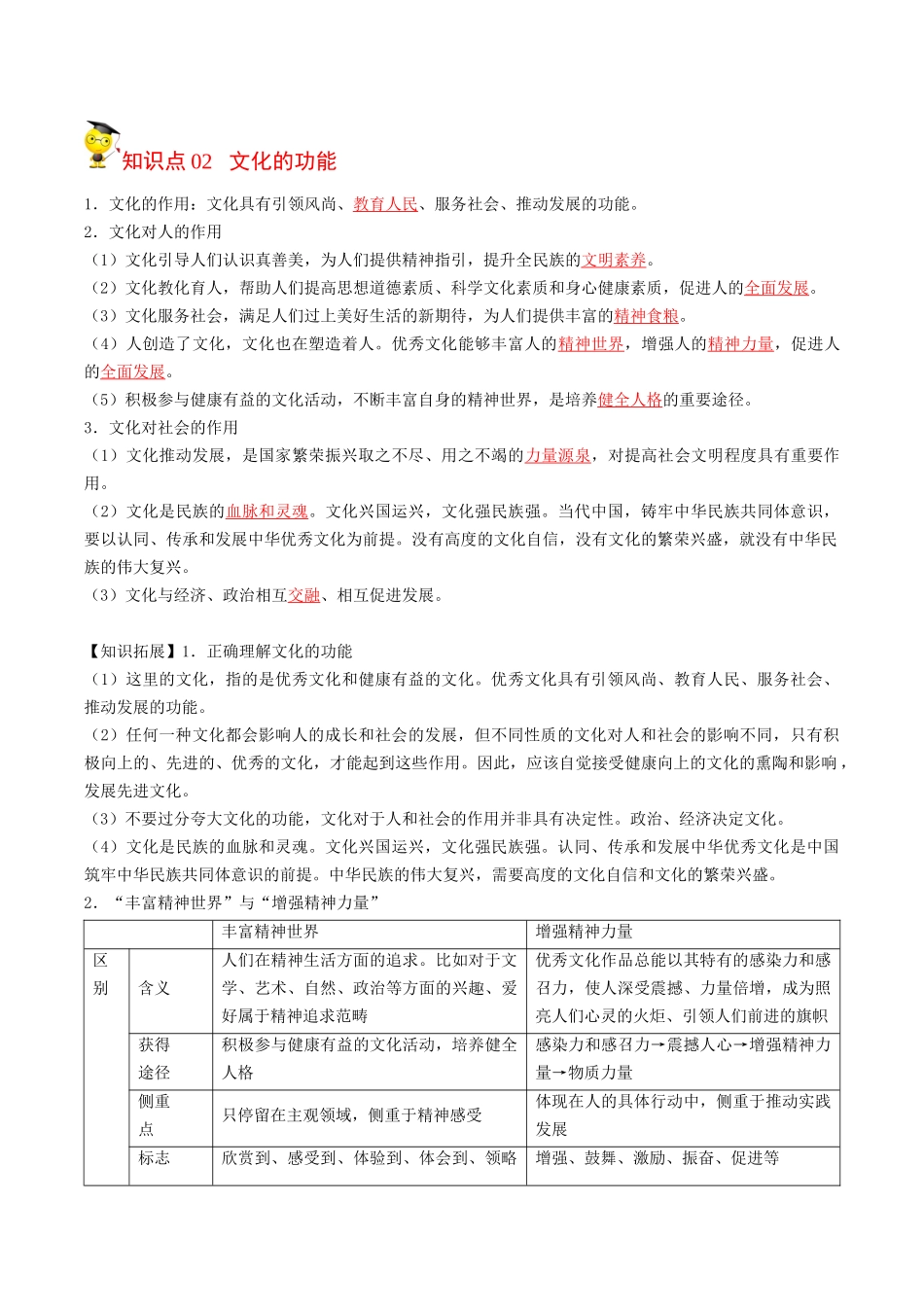 7.1文化的内涵与功能（教师版）-高二政治同步精品讲义（统编版必修4）.docx_第3页