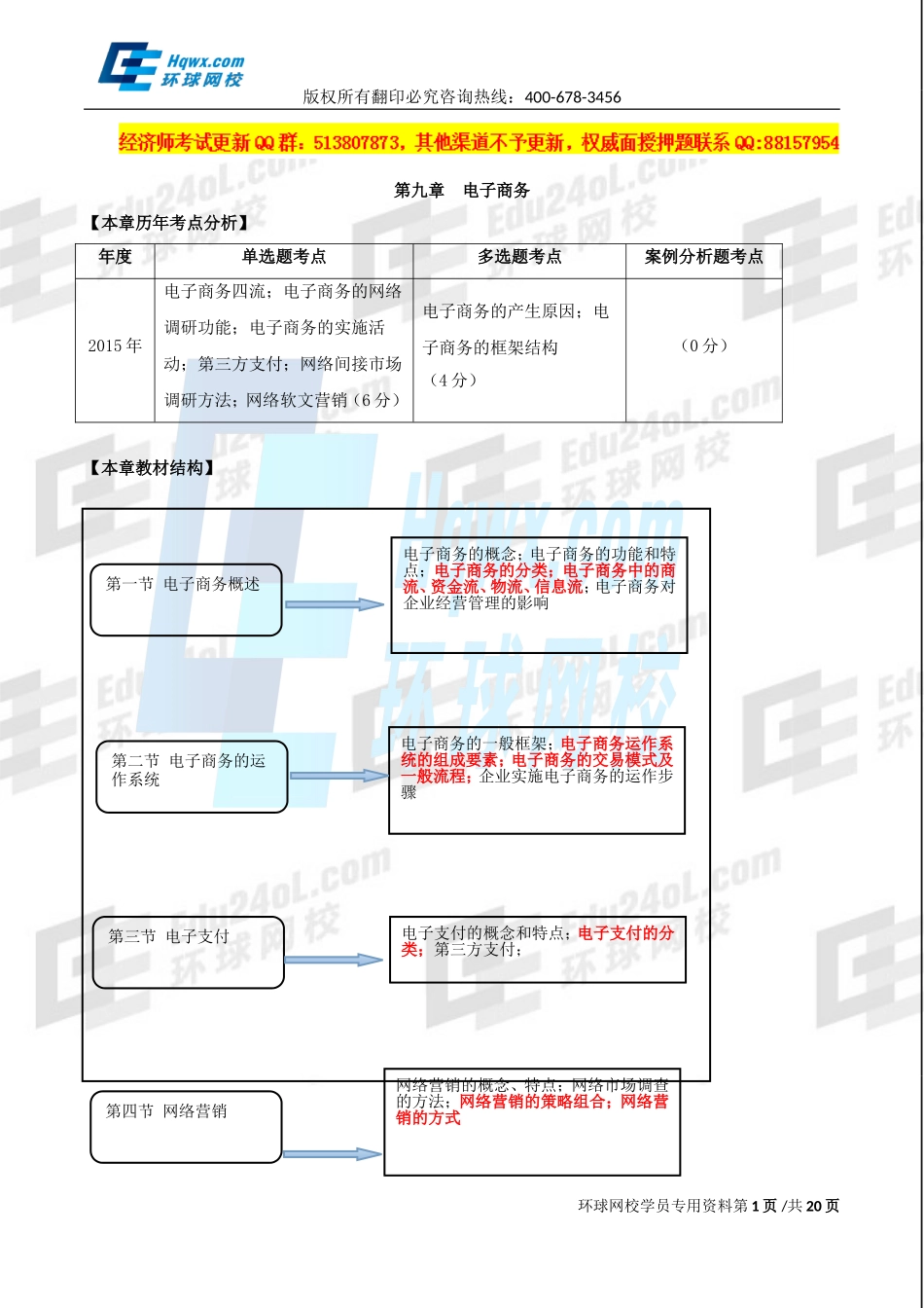 2017中级经济师-工商-精讲班【孙晶晶】-40、第九章电子商务-第一节电子商务概述及第二节电子商务的运作系统（一）.doc_第1页
