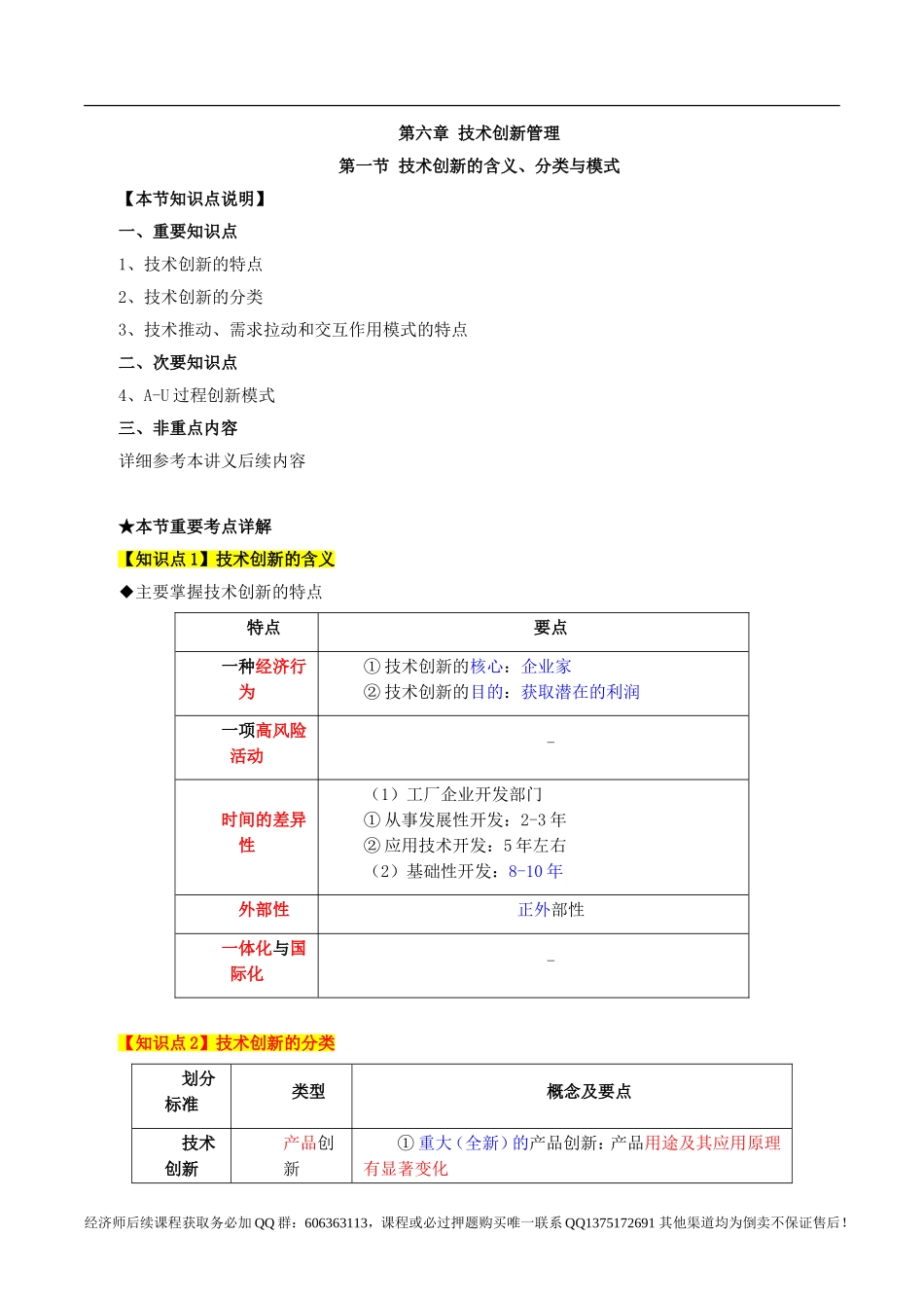 2017中级经济师-工商-考点强化班【李争】-08、第6章技术创新管理.doc_第1页