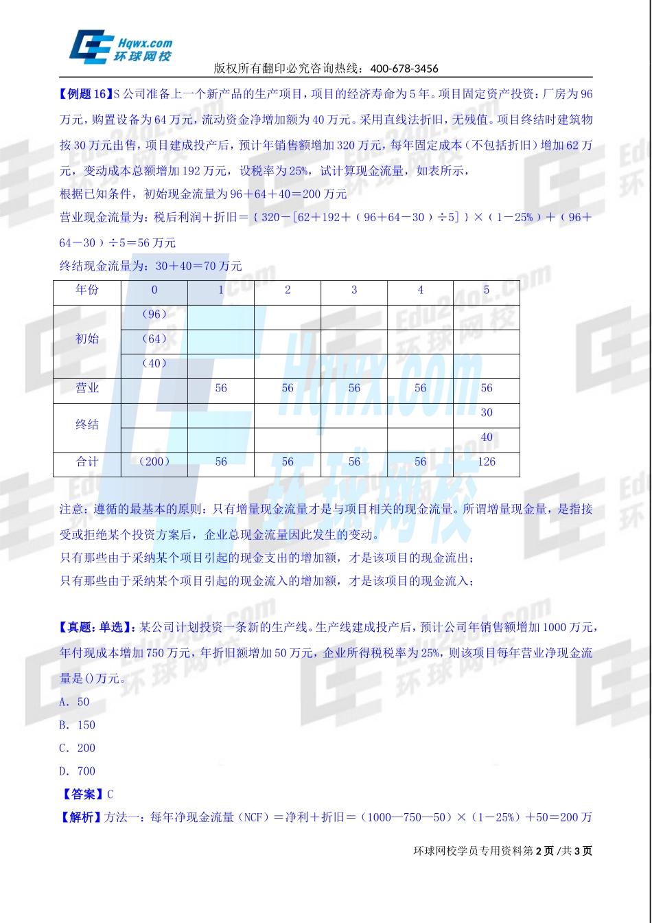 2017中级经济师-工商-精讲班【孙晶晶】-37、第八章企业投融资决策及重组-第三节投资决策（一）.doc_第2页