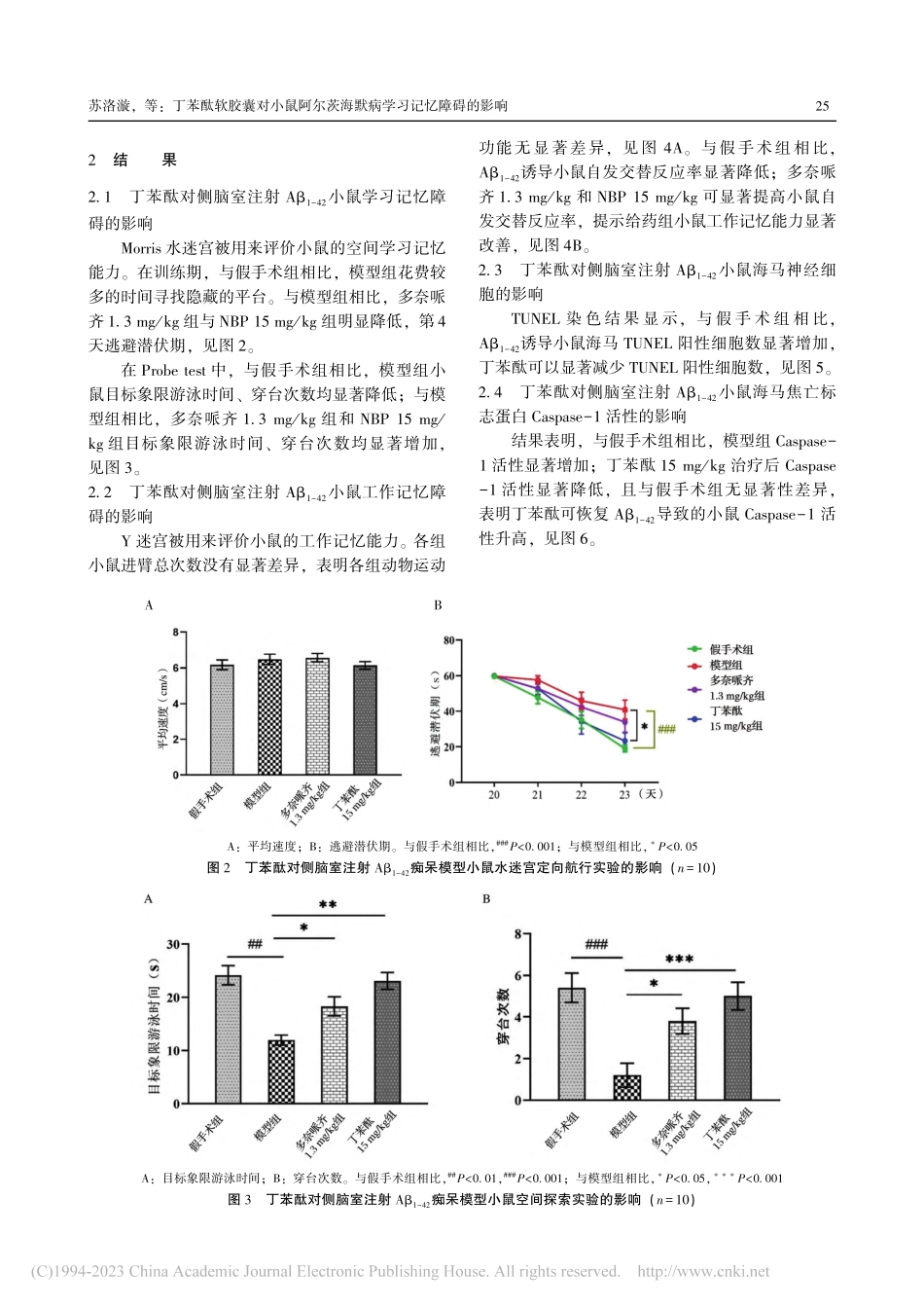 丁苯酞软胶囊对小鼠阿尔茨海默病学习记忆障碍的影响_苏洛漩.pdf_第3页