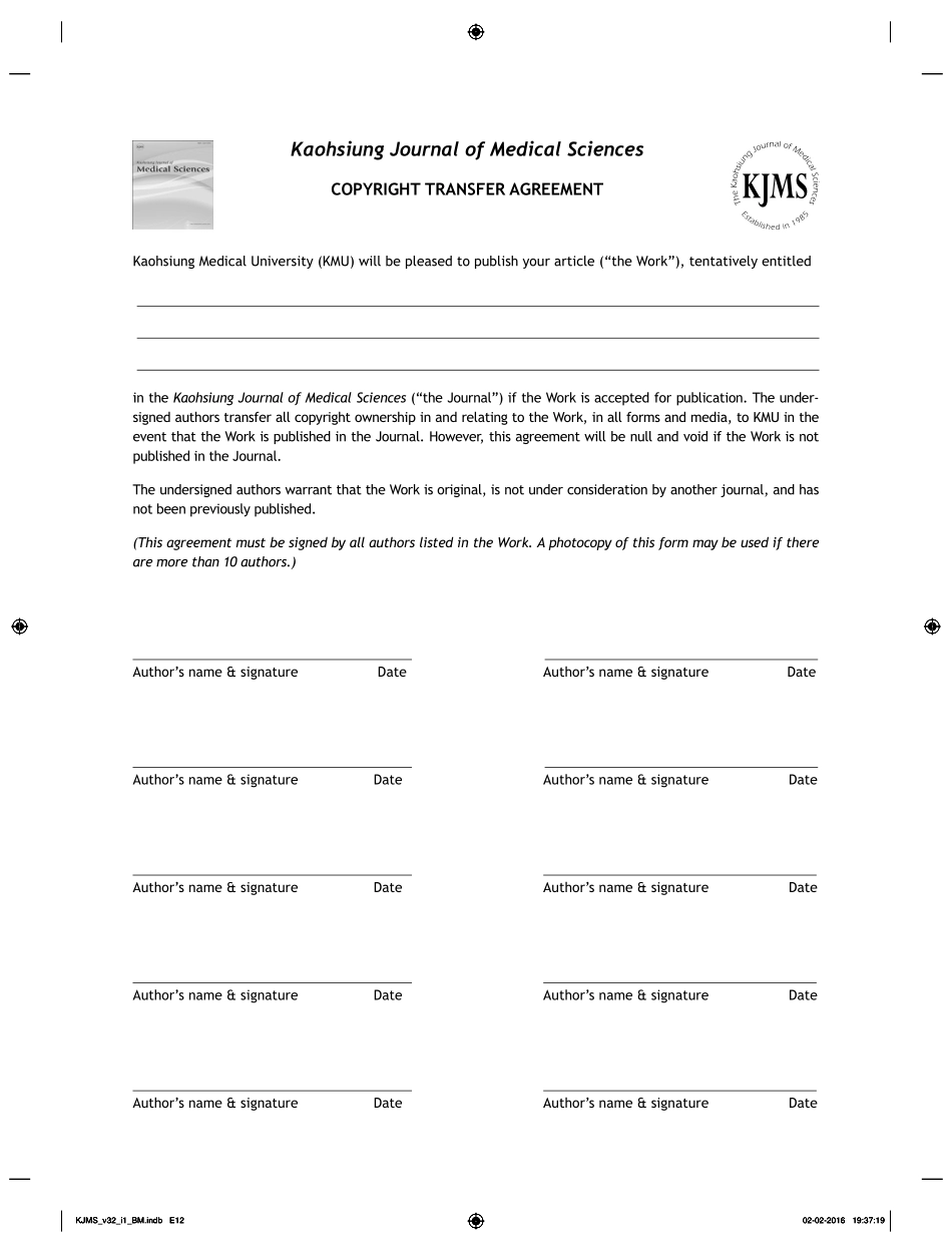 COPYRIGHT TRANSFER AGREEMENT-KJMS.pdf_第1页