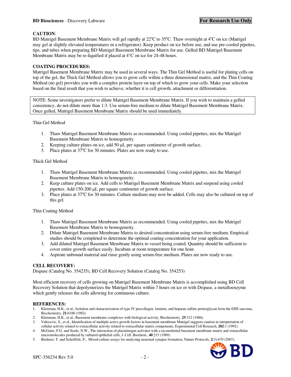 GUIDELINES FOR USE matrigel(1).pdf_第2页
